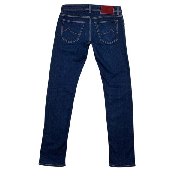 Jacob Cohen Mens Nick Jeans 34 Dark Blue Wash Slim Fit Button Fly Low Rise Italy - Picture 2 of 15